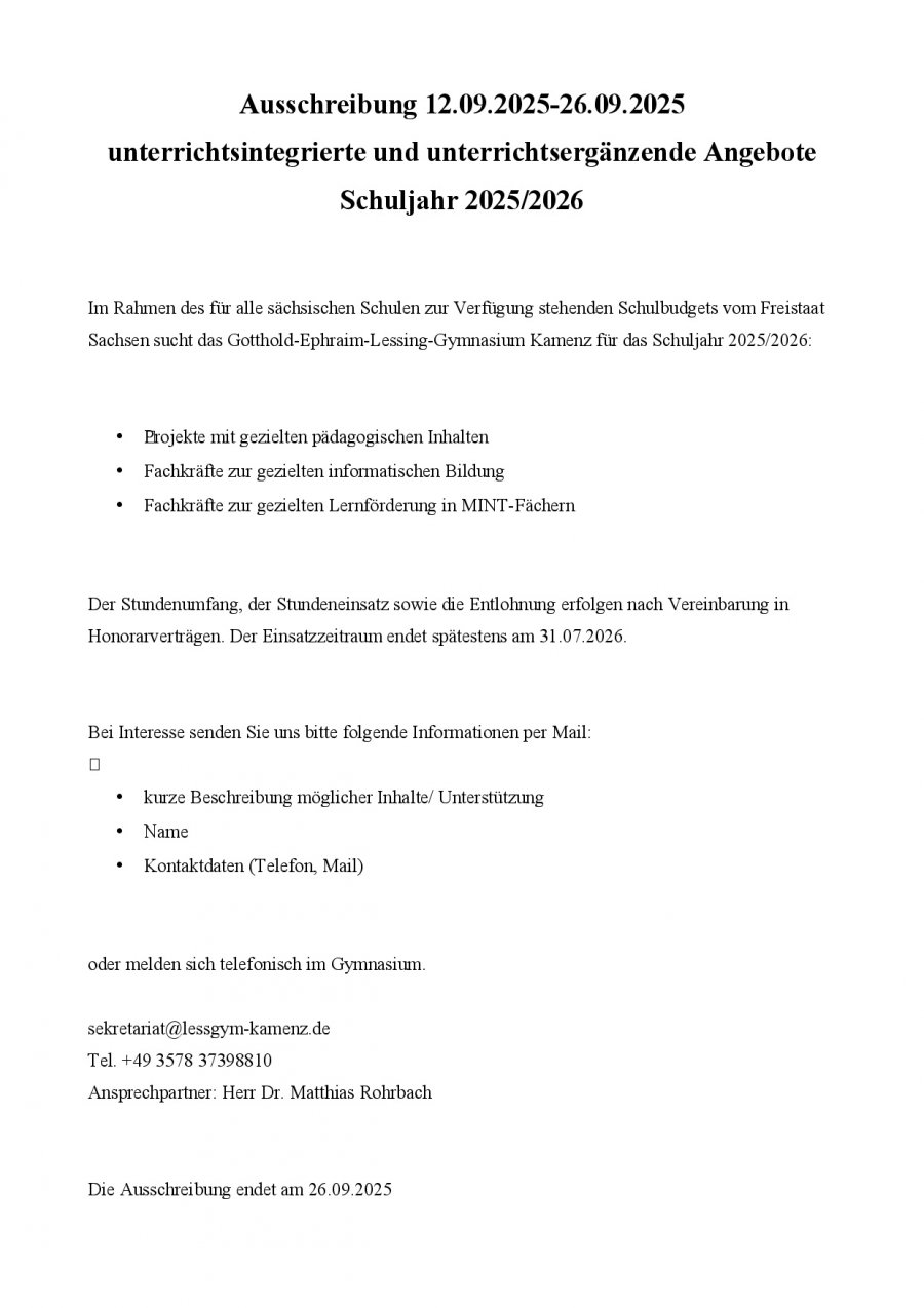 Ausschreibung Schulbudget