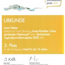 JJP 2020 Urkunde 3. Platz